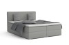 Stilvolles Boxspringbett Bello in Grau inklusive Kopfteil und Kissen.