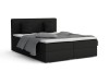 Modernes schwarzes Boxspringbett Bello inklusive Kopfteil, Kissen und grauer Tagesdecke.