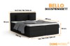 Maße des schwarzen Bello Boxspringbetts: Verschiedene Breiten von 140 bis 200 cm im Überblick.