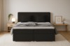 Elegantes schwarzes Boxspringbett Bello mit hohem Kopfteil in Frontansicht.