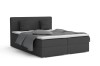 Dunkelgraues Boxspringbett Bello mit modernem Kopfteil und Kissen.