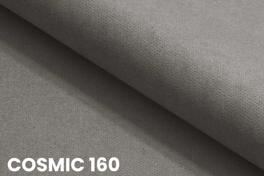 Nahaufnahme des grauen Bezugsstoffes Cosmic 160 für hochwertige Polstermöbel.