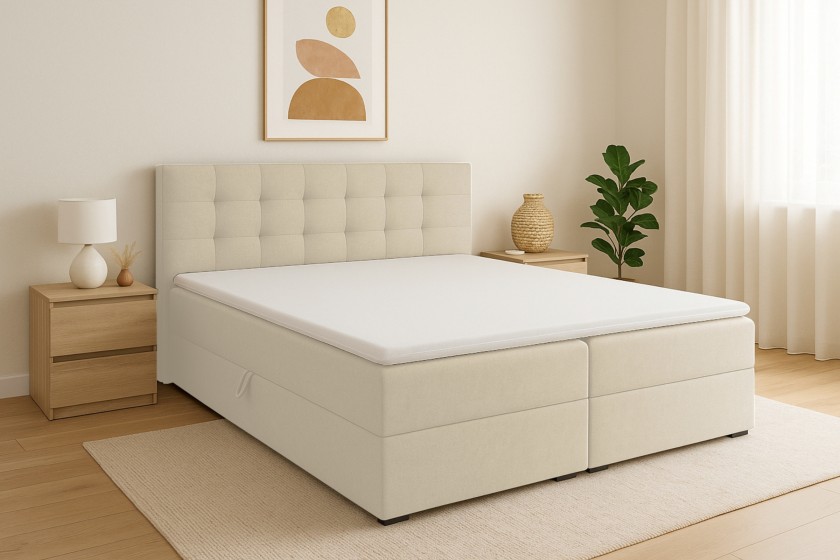 FLORIDA 180x200 Stoff Cosmic 10 Beige Boxspringbett mit Bettkasten Deine Möbel