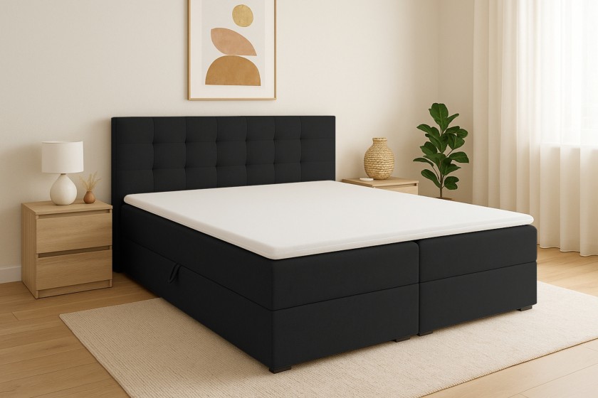 FLORIDA 160x200 Stoff Cosmic 100 Schwarz Boxspringbett mit Bettkasten Deine Möbel