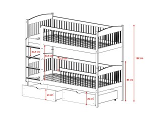 LUNEA 90x200 Aschgrau Etagenbett inkl. Lattenrost und Schubladen Deine Möbel  