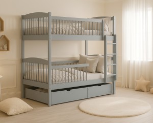 LUNEA 90x200 Aschgrau Etagenbett inkl. Lattenrost und Schubladen Deine Möbel  