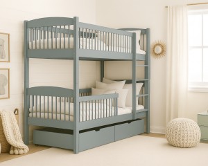 LUNEA 90x200 Aschgrau Etagenbett inkl. Lattenrost und Schubladen Deine Möbel  