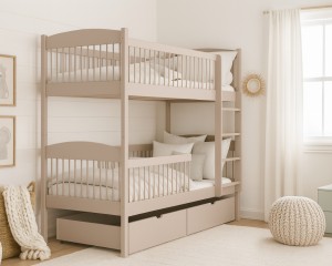 LUNEA 90x200 Cashmere Etagenbett inkl. Lattenrost und Schubladen Deine Möbel  