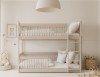 Modernes Etagenbett in Beige für Kinder in einer gemütlichen Raumatmosphäre.