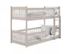 Modernes Etagenbett aus Holz in Beige mit Leiter und Rausfallschutz auf weißem Hintergrund.