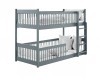 Grey wooden bunk bed for children with fall protection and ladder.