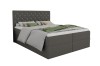 Elegantes graues Boxspringbett Arami mit gestepptem Kopfteil vor weißem Hintergrund.
