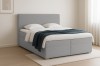 Stilvolles Bouclé Boxspringbett in Hellblau für gemütlichen Komfort im Schlafzimmer