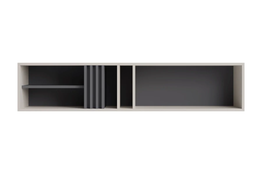 Moderne wandplank in beige en antraciet, minimalistisch design.