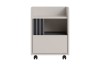 Mobiler Rollcontainer in Weiß und Grau mit praktischem Stauraum für das Home-Office.