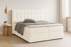 CARLY 200x200 Cord Poso 38 Creme Boxspringbett Boxspring Boxbett Komplettbett Polsterbett Cord-Samt Deine Möbel