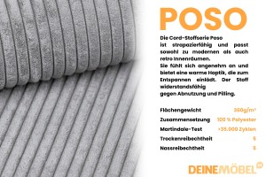 CARLY 180x200 Cord Poso 55 Hellgrau Boxspringbett Boxspring Boxbett Komplettbett Polsterbett Cord-Samt Deine Möbel