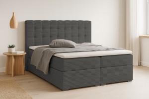 CARLY 160x200 Cord Poso 34 Anthrazit Boxspringbett Boxspring Boxbett Komplettbett Polsterbett Cord-Samt Deine Möbel