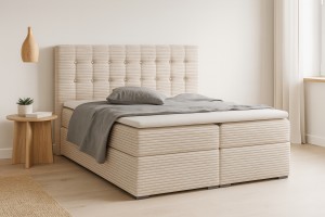 CARLY 160x200 Cord Poso 02 Beige Boxspringbett Boxspring Boxbett Komplettbett Polsterbett Cord-Samt Deine Möbel