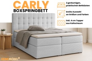 CARLY 140x200 Cord Poso 55 Hellgrau Boxspringbett Boxspring Boxbett Komplettbett Polsterbett Cord-Samt Deine Möbel