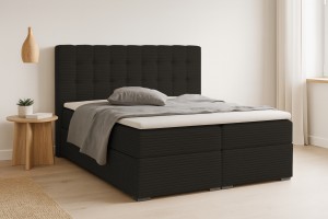 CARLY 120x200 Cord Poso 135 Schwarz Boxspringbett Boxspring Boxbett Komplettbett Polsterbett Cord-Samt Deine Möbel