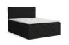 Modernes schwarzes Boxspringbett mit geripptem Kopfteil und Bettkasten.