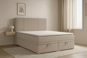 DAGA 120x200 Poso 2/Paros 2 Beige Boxspringbett mit Bettkasten und einer durchgehenden Matratze H4 Deine Möbel
