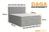 DAGA Boxspringbett Maße: Übersicht der Breiten von 120cm bis 200cm und Liegehöhe von 64cm.