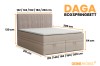 Beiges Boxspringbett DAGA mit Abmessungen und modernem Cord-Kopfteil.