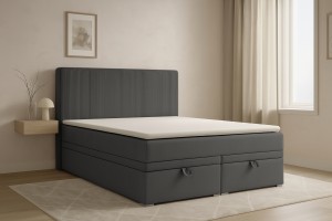 DAGA 140x200 Poso 34/Kronos 34 Anthrazit Boxspringbett mit Bettkasten und einer durchgehenden Matratze H4 Deine Möbel