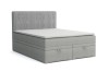 Graues Boxspringbett Daga mit hohem Cord-Kopfteil und integriertem Stauraum-Design.