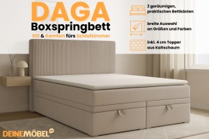 DAGA 180x200 Poso 2/Paros 2 Beige Boxspringbett mit Bettkasten und einer durchgehenden Matratze H4 Deine Möbel