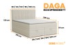 Maßangaben und Größen des Daga Boxspringbetts mit Details zu Höhe, Breite und Tiefe.
