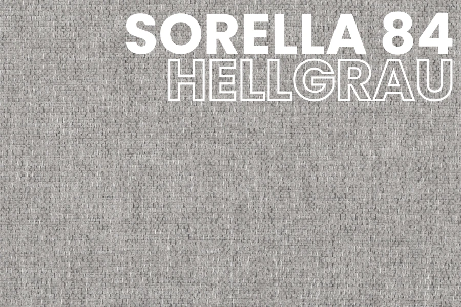 Nahaufnahme der Textur des hellgrauen Möbelstoffs Sorella 84 für hochwertige Polstermöbel.