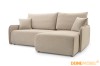 Modernes beiges Ecksofa mit Schlaffunktion und passenden Zierkissen.
