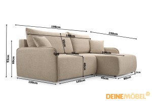 MIREA Ecksofa Wohnlandschaft mit Schlaffunktion Deine Möbel  