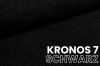 Nahaufnahme Stoffmuster Kronos 7 in Schwarz für Polstermöbel und Betten.