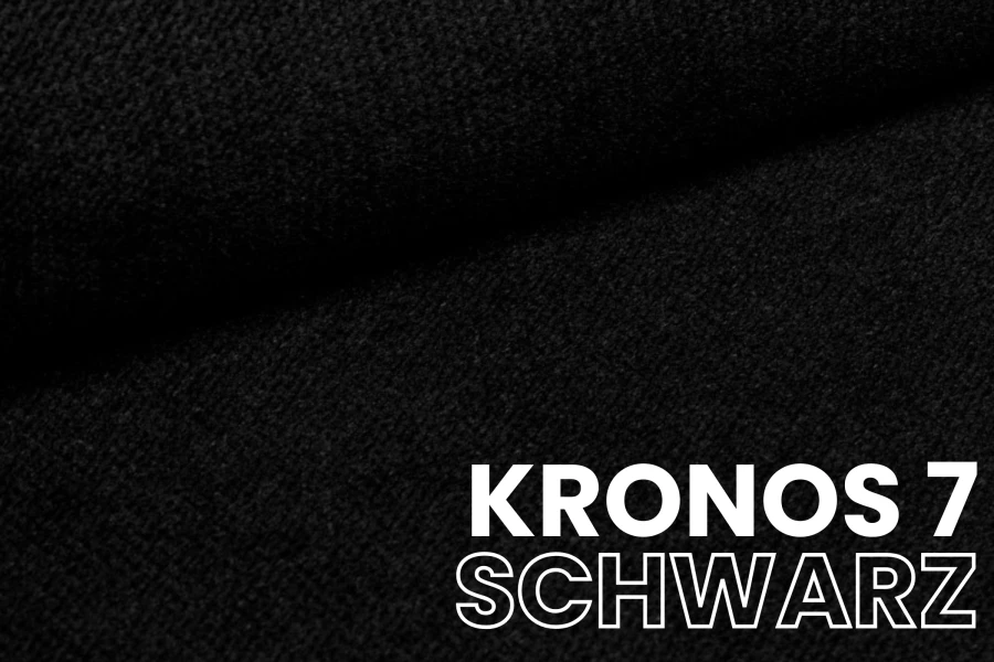 Nahaufnahme Stoffmuster Kronos 7 in Schwarz für Polstermöbel und Betten.