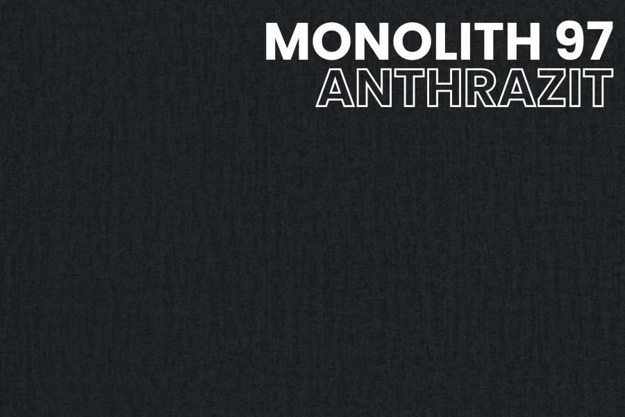 Dunkelgraues Stoffmuster Monolith 97 Anthrazit für hochwertige Polstermöbel und Betten.