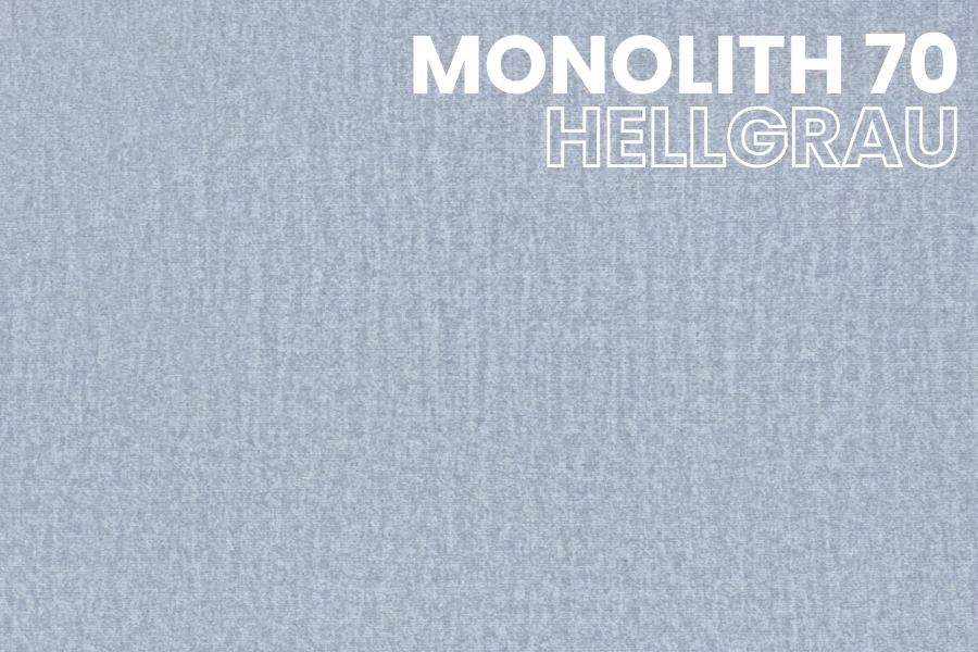 Hellgraues Stoffmuster Monolith 70, Textur für moderne Boxspringbetten und Sofas.