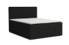 Schwarzes Boxspringbett mit Stauraum und weißer Matratze für Schlafzimmer.