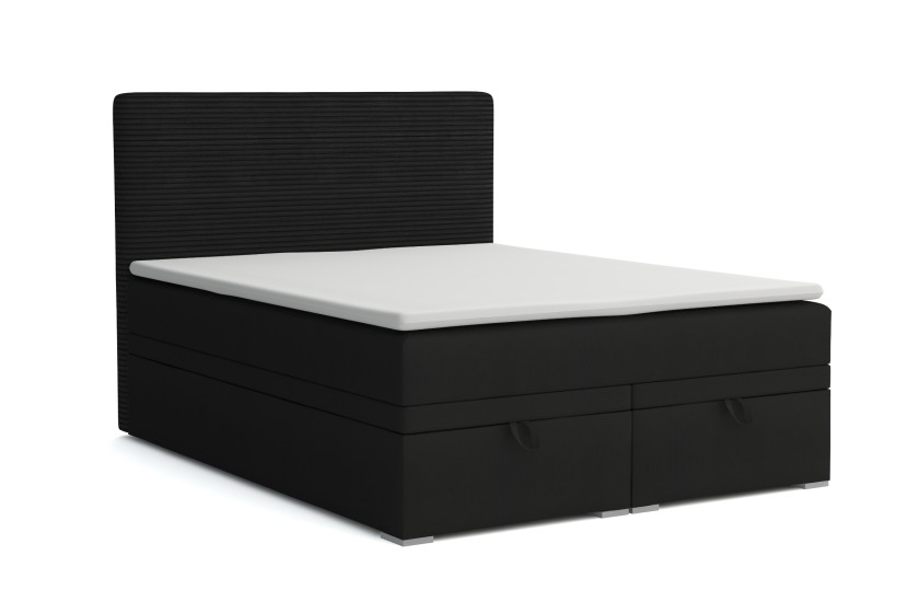 DARO 160x200 Kronos 7 Schwarz Boxspringbett mit Bettkasten und einer durchgehenden Matratze Deine Möbel