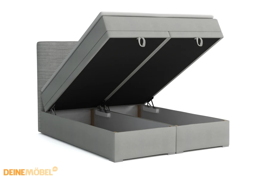 Funktionale Bettkästen des DARO Boxspringbetts bieten viel Stauraum unter der Liegefläche.