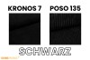 Stoffproben Kronos 7 und Poso 135 in Schwarz für Polsterung.