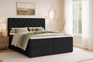 BEST 120x200 Kronos 7 Schwarz Boxspringbett mit Bettkasten Deine Möbel