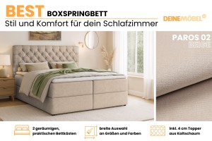 BEST 160x200 Paros 2 Beige Boxspringbett mit Bettkasten Deine Möbel