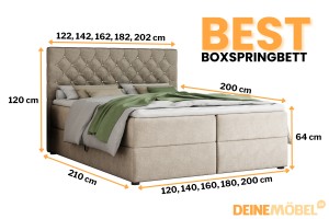 BEST 160x200 Paros 2 Beige Boxspringbett mit Bettkasten Deine Möbel