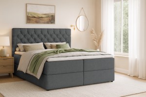 BEST 180x200 Paros 6 Dunkelgrau Boxspringbett mit Bettkasten Deine Möbel