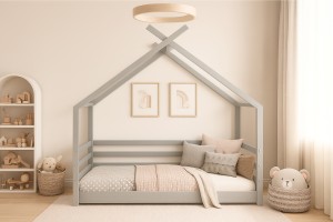 MOON 140x200 Grau Bodenbett Hausbett Einzelbett Deine Möbel