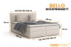 Größenübersicht und Maße des Boxspringbettes Bello für verschiedene Schlafzimmergrößen.